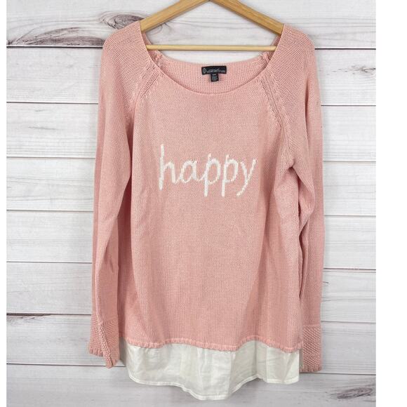 Signature Studio Contemporary Style Women's‎ Medium Tunic Knit Sweater HAPPY - Picture 1 of 7